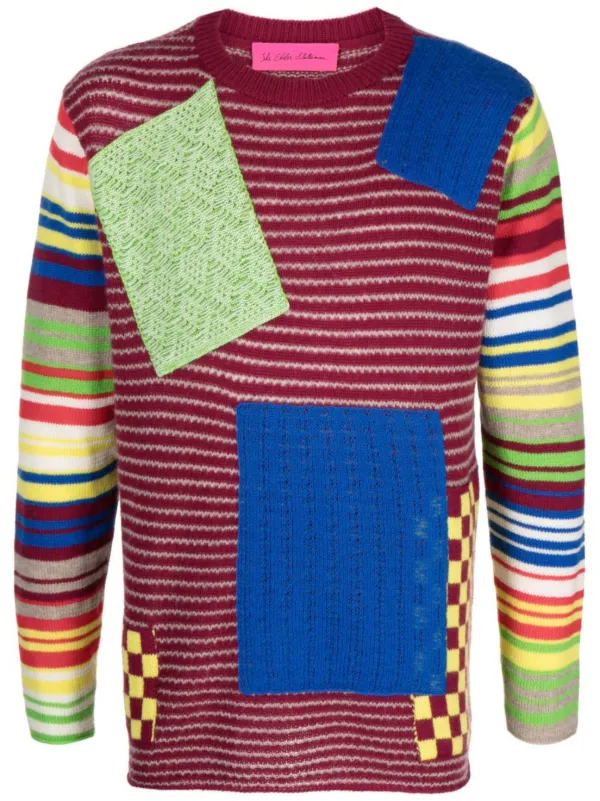 The Elder Statesman Patchwork Sweater in Red