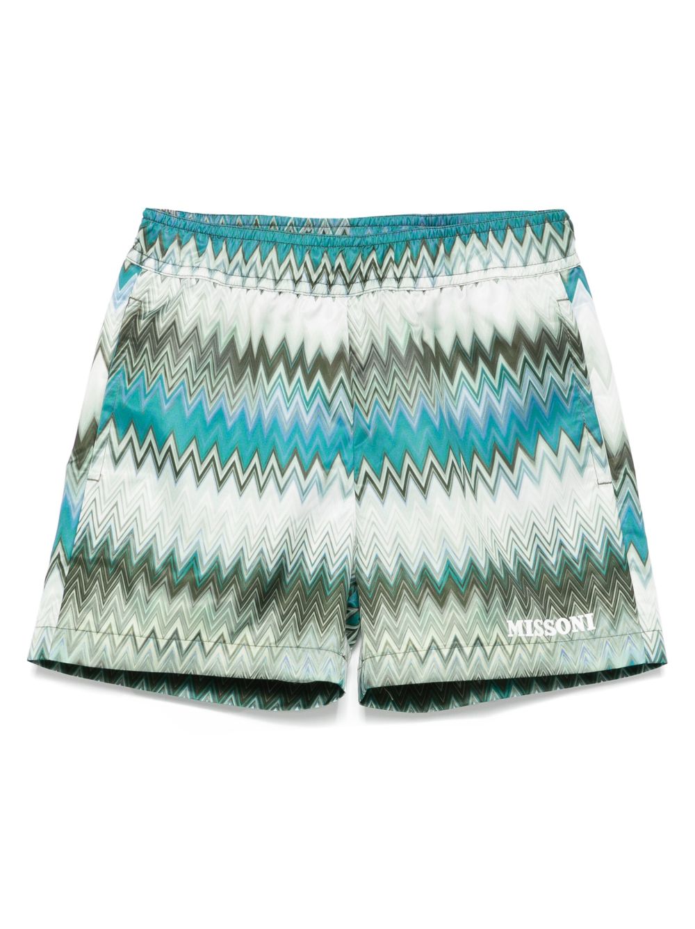 Missoni Kids zigzag-pattern swim shorts - Green