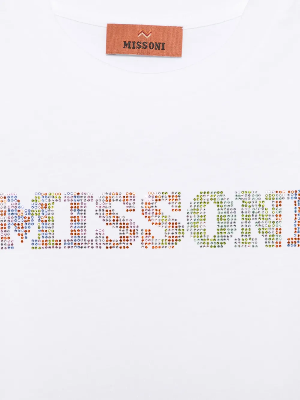 Missoni Kids T-shirt met logo van stras Wit