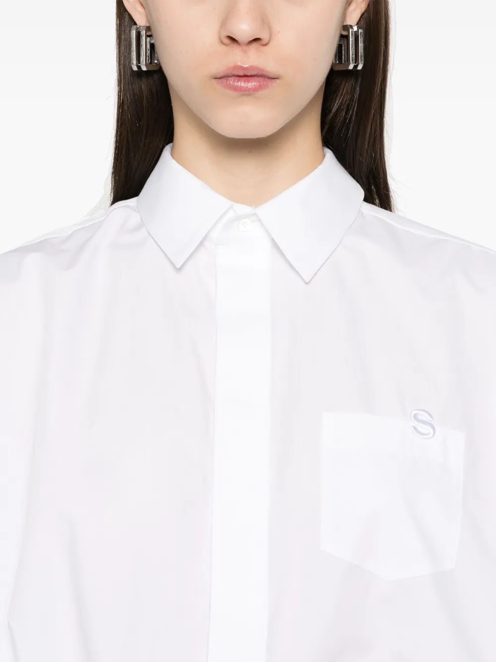 sacai Overhemd met geborduurd logo Wit