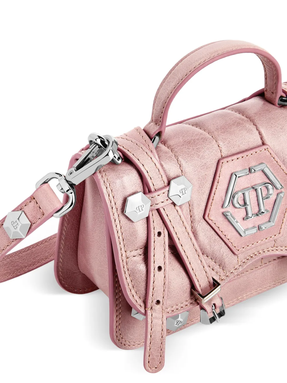 Philipp Plein Kleine Hexagon leren shopper Roze