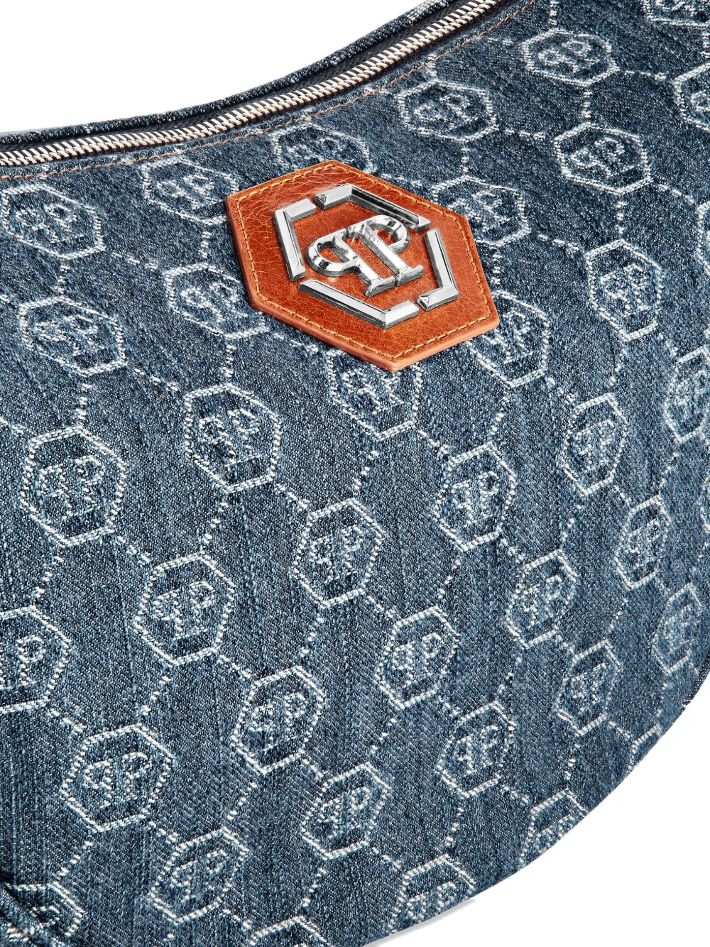 Philipp Plein Medium schoudertas met monogram Blauw