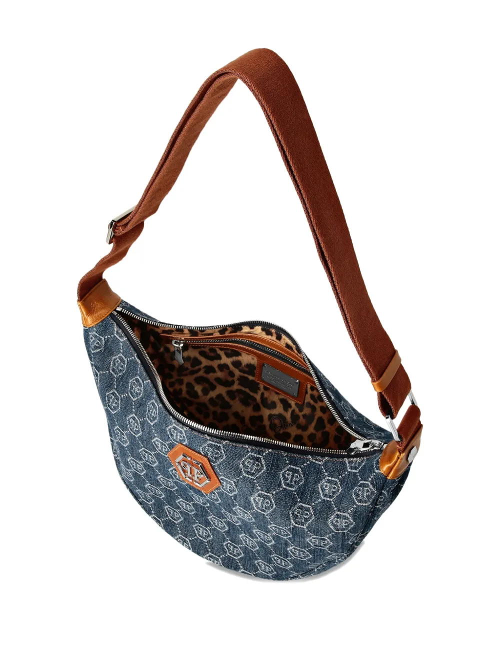 Philipp Plein Medium schoudertas met monogram Blauw
