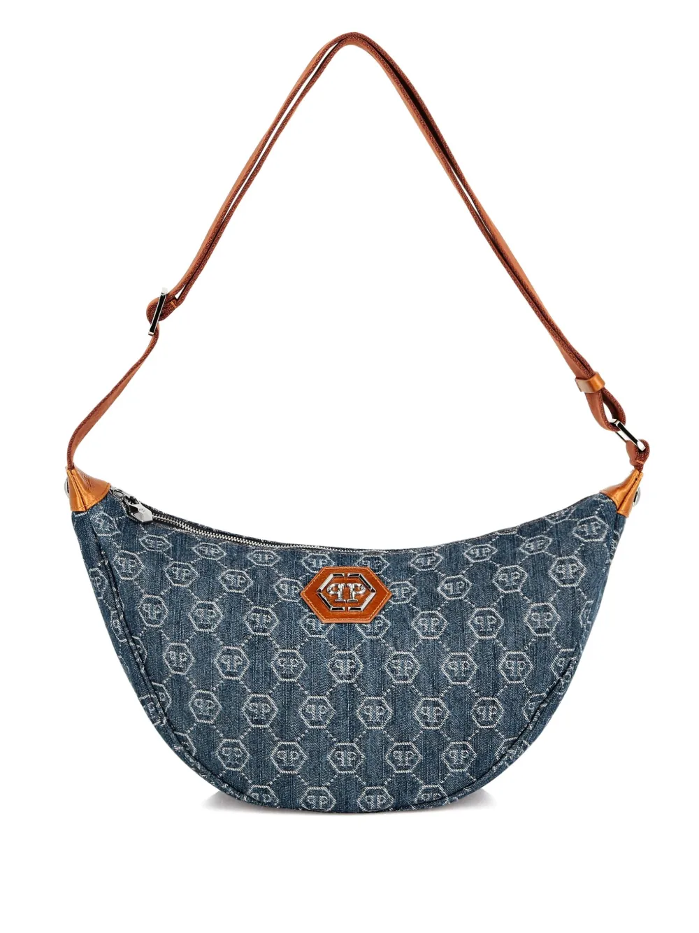 Philipp Plein Medium Monogram Shoulder Bag In Blue