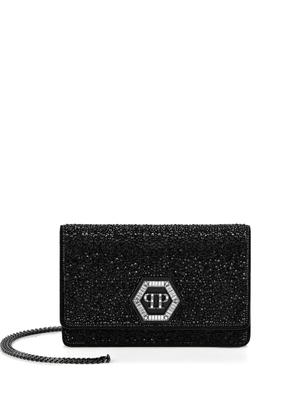 Philipp Plein Mini Hexagon-logo Shoulder Bag In Black