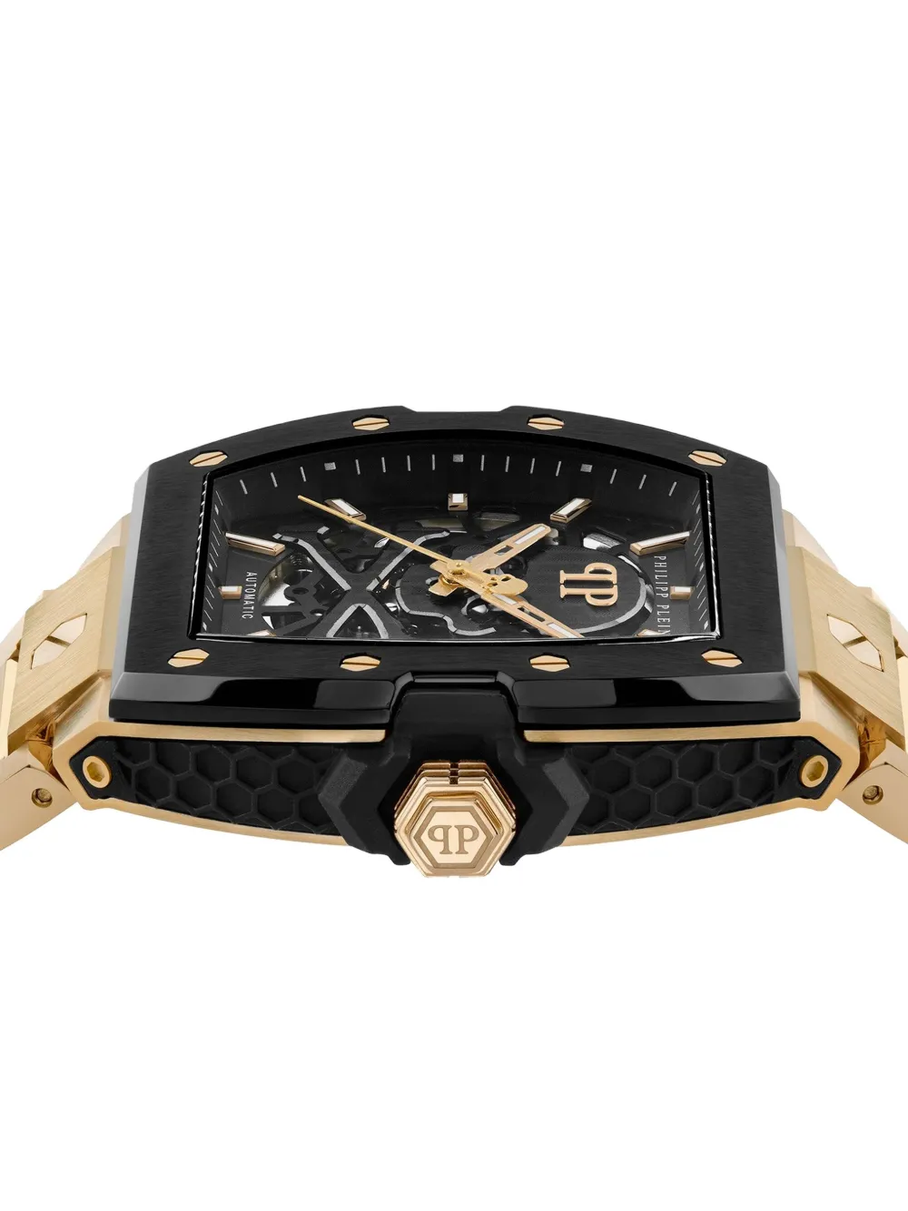Philipp Plein Men's Automatic The Skeleton 2.0 Gold Ion Plated Bracelet Watch 44mm In Black