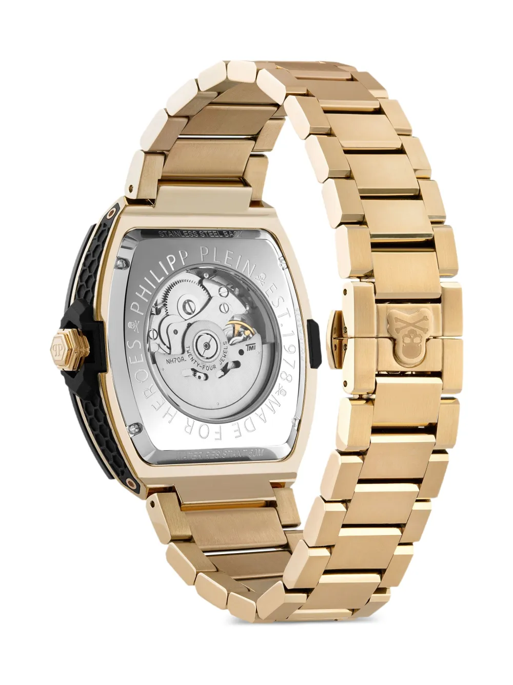 Philipp Plein Men's Automatic The Skeleton 2.0 Gold Ion Plated Bracelet Watch 44mm In Black