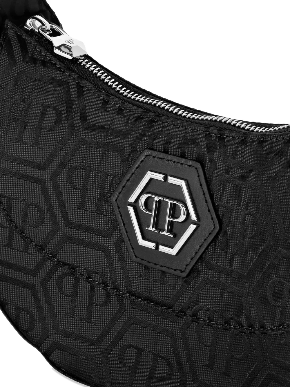 Philipp Plein Schoudertas met monogram jacquard Zwart