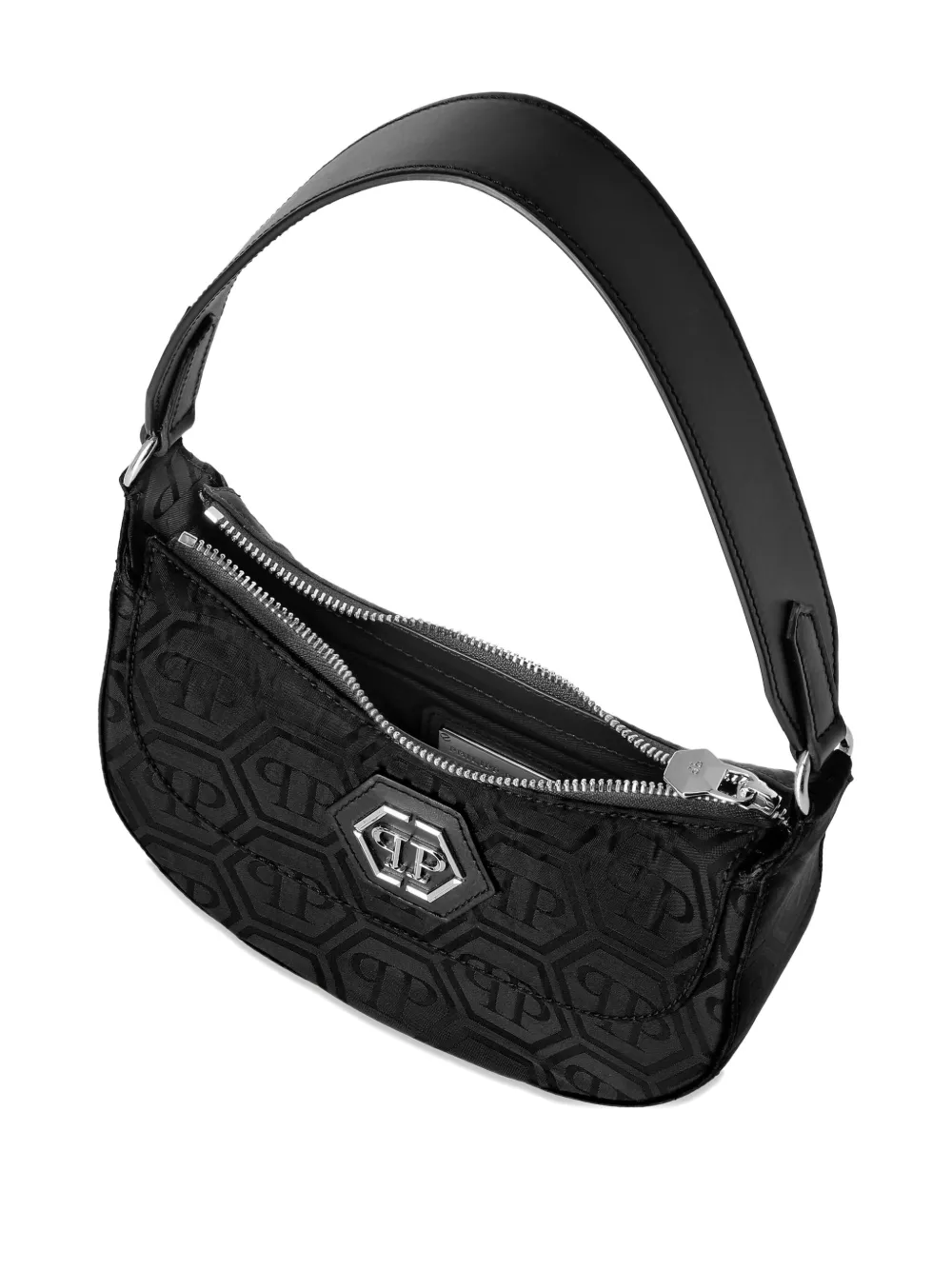 Philipp Plein Schoudertas met monogram jacquard Zwart