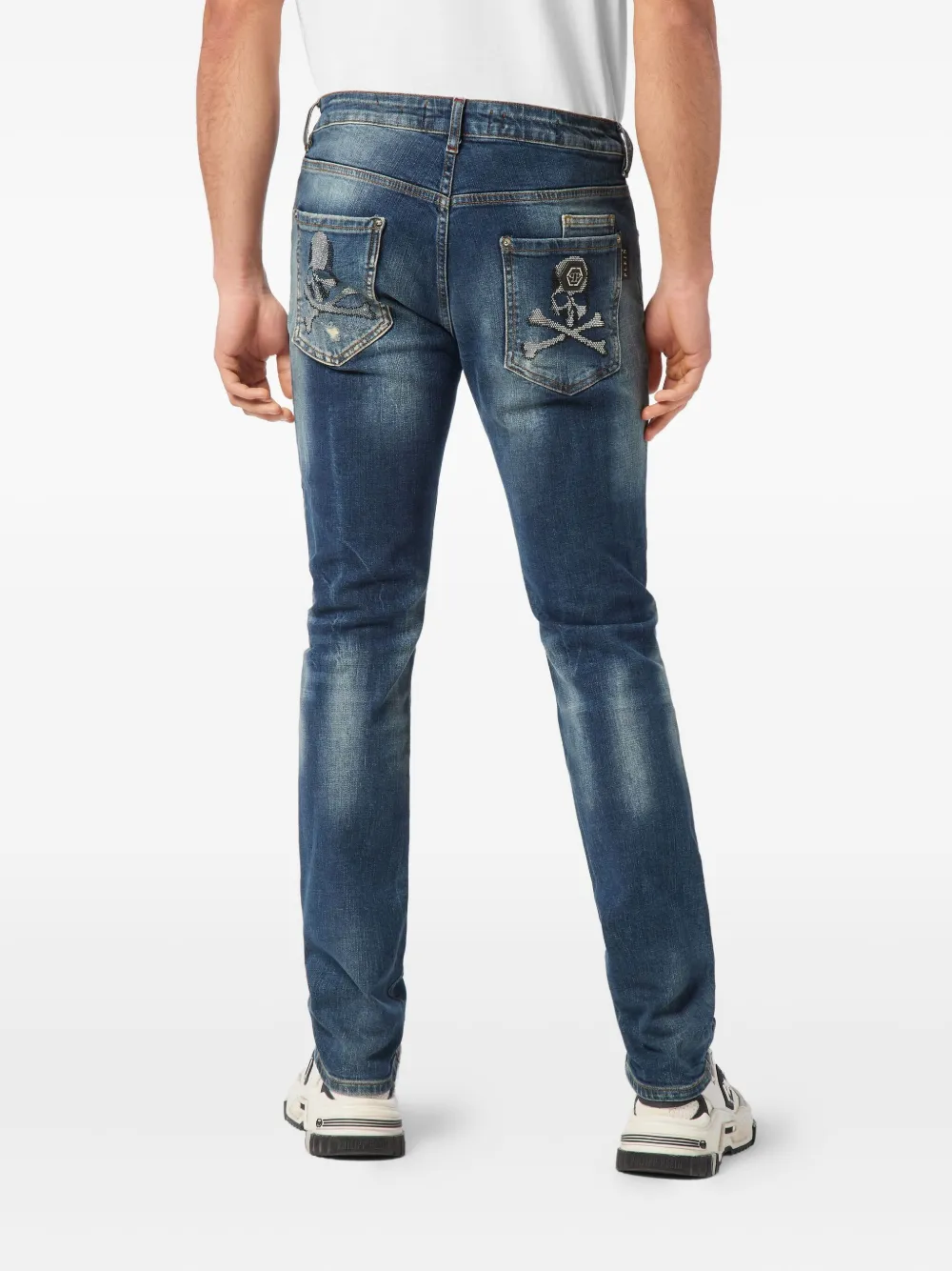 Philipp Plein Jeans verfraaid met stras Blauw