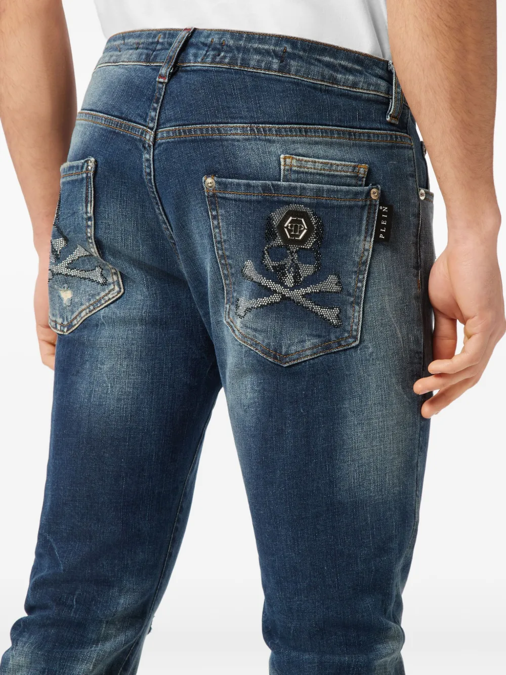 Philipp Plein Jeans verfraaid met stras Blauw