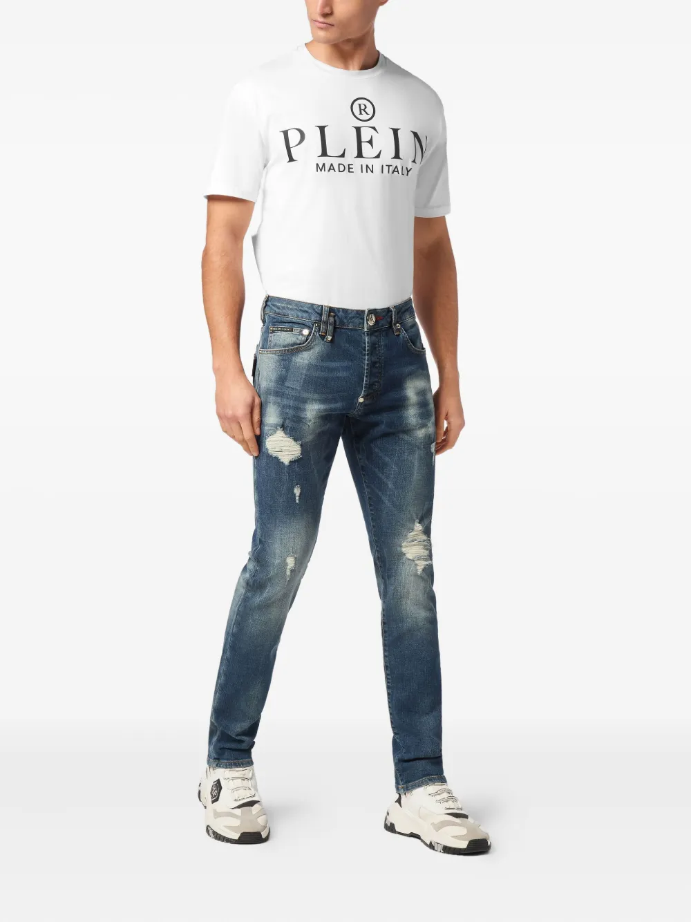 Philipp Plein rhinestone-embellished jeans - Blauw