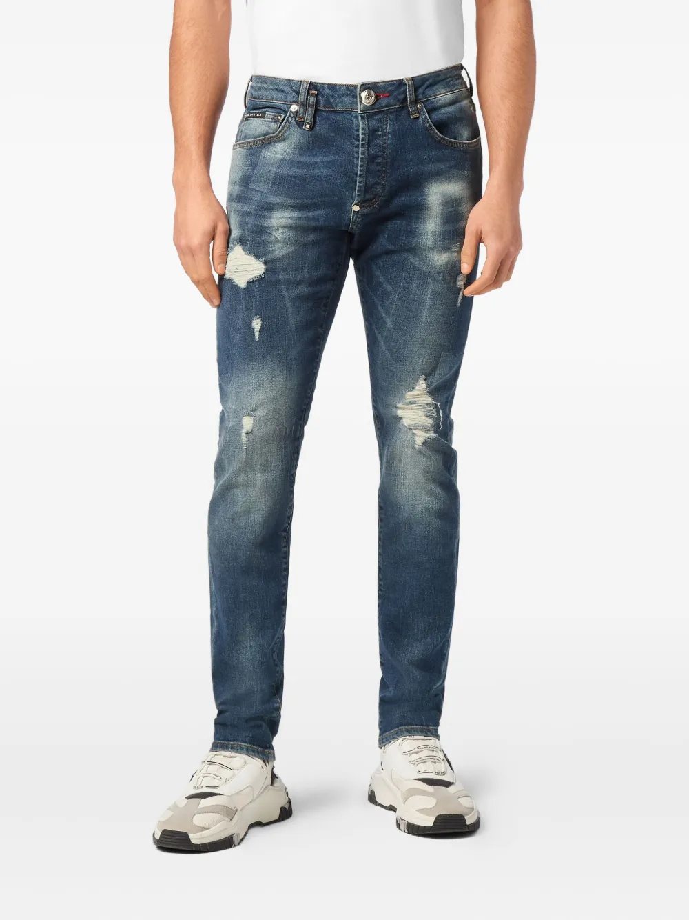 Philipp Plein Jeans verfraaid met stras Blauw