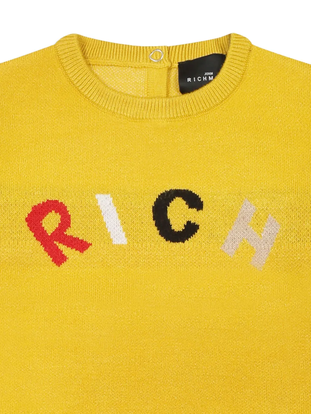 John Richmond Junior Trui met intarsia logo Geel