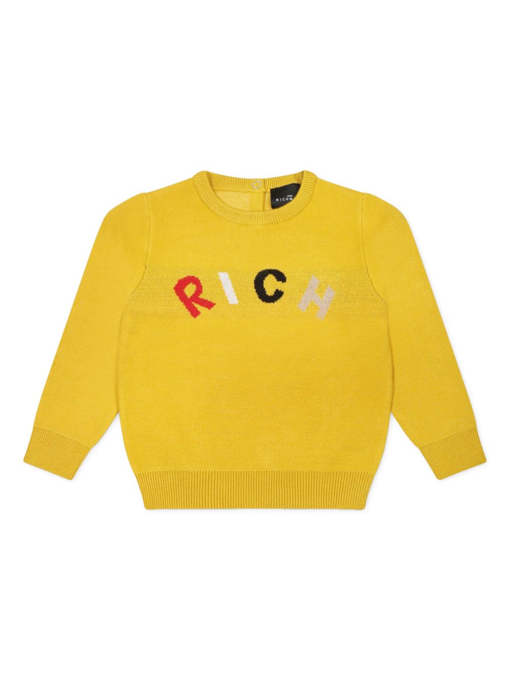 John Richmond Junior Trui met intarsia logo Geel