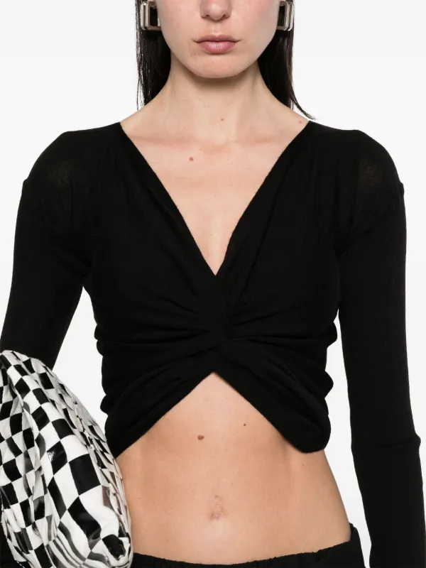 Rick Owens Cropped wrap-design Cardigan | Black | FARFETCH SG