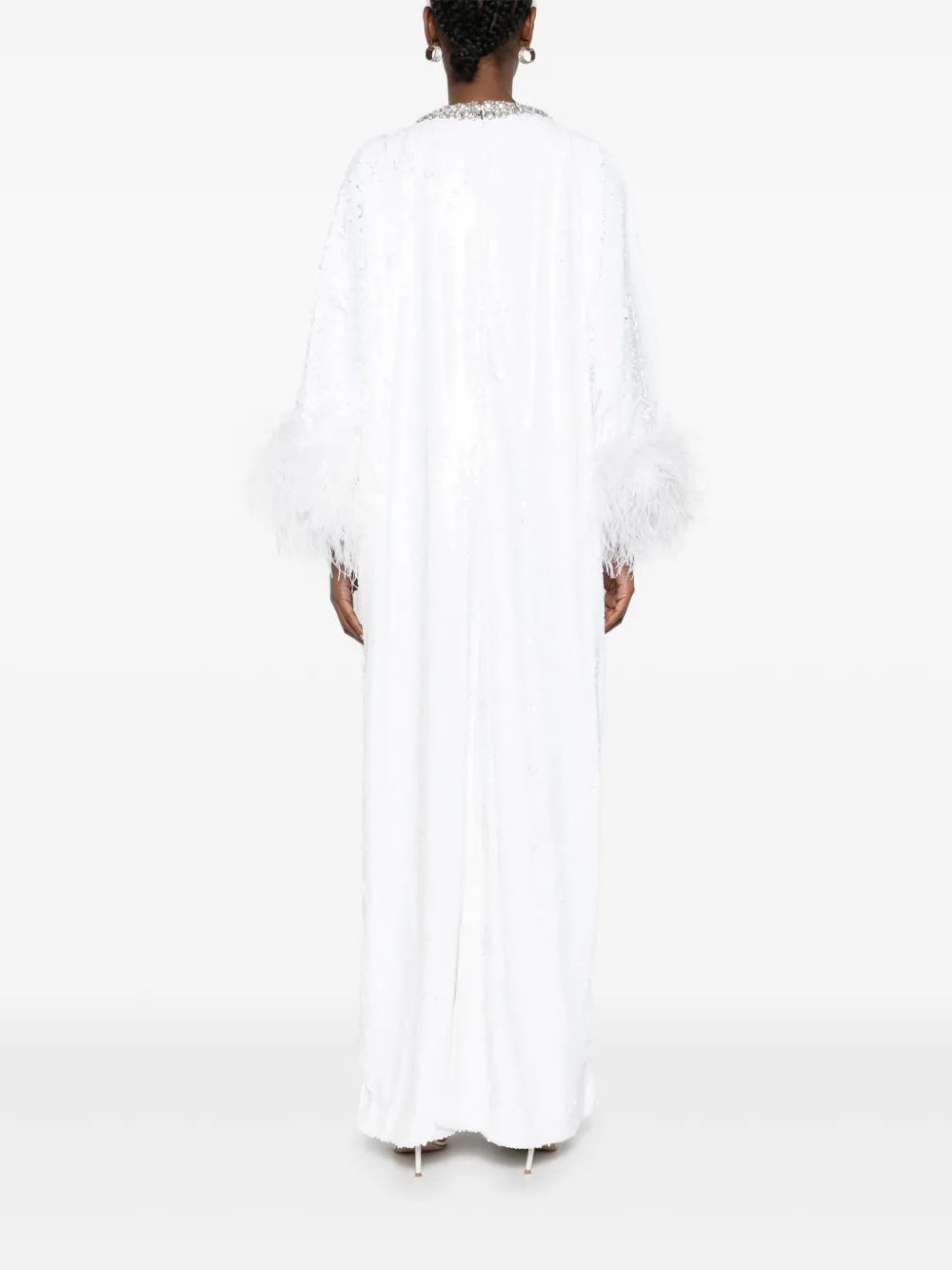 Self-Portrait Maxi-jurk met pailletten Wit