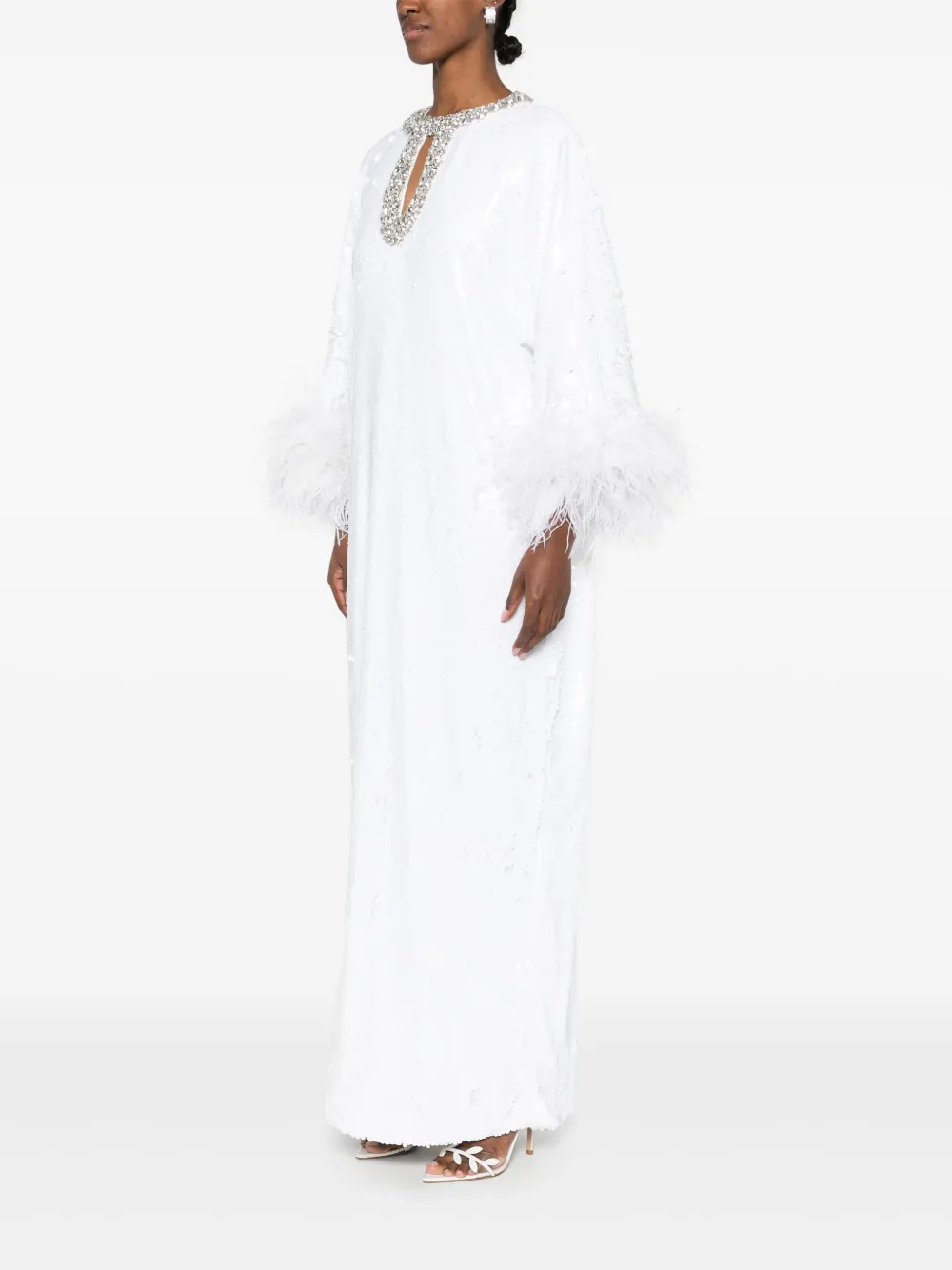 Self-Portrait Maxi-jurk met pailletten Wit