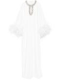 Self-Portrait sequin feather maxi dress - White