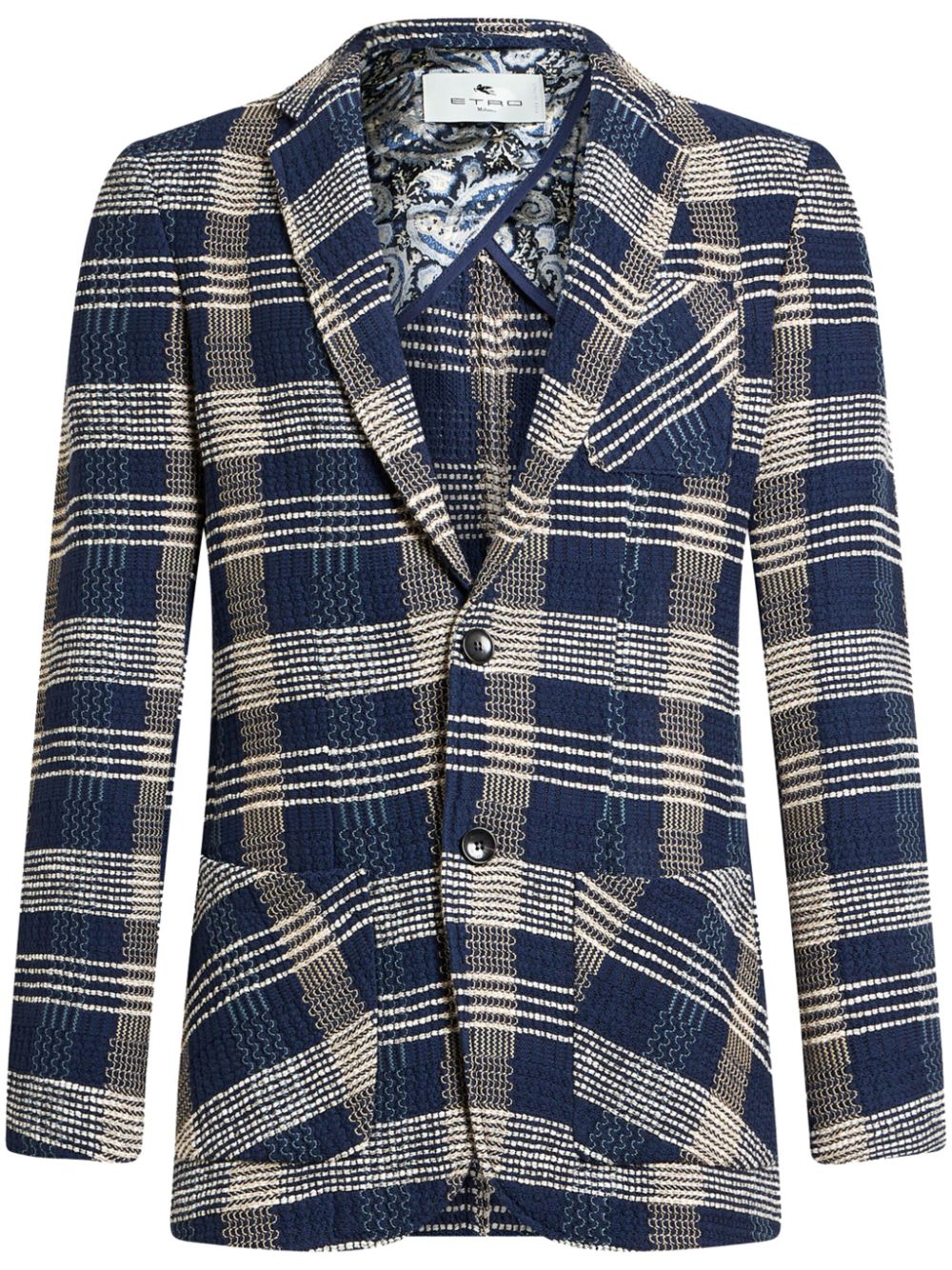 ETRO check-pattern knit blazer Blauw