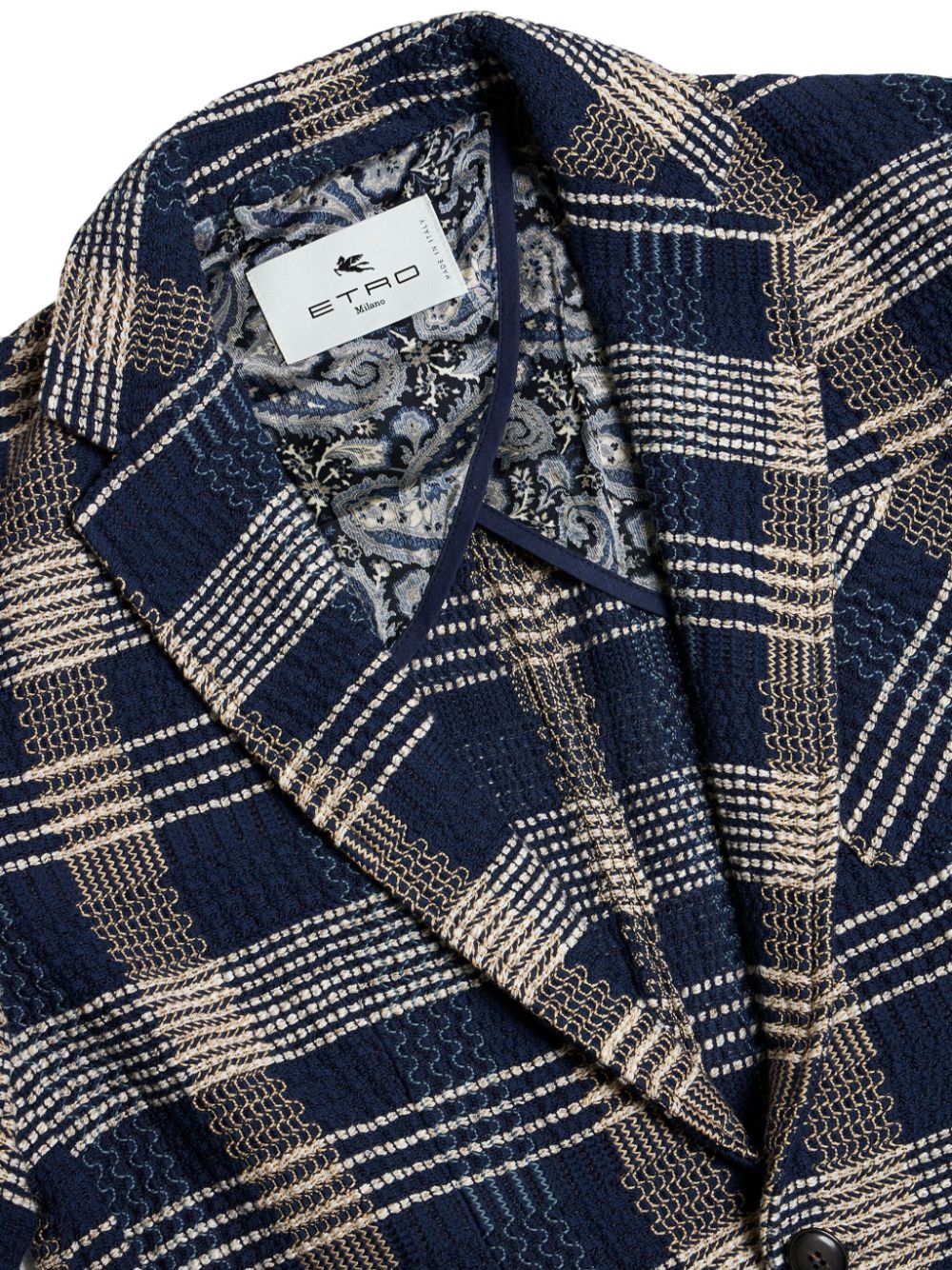 ETRO check-pattern knit blazer Blauw