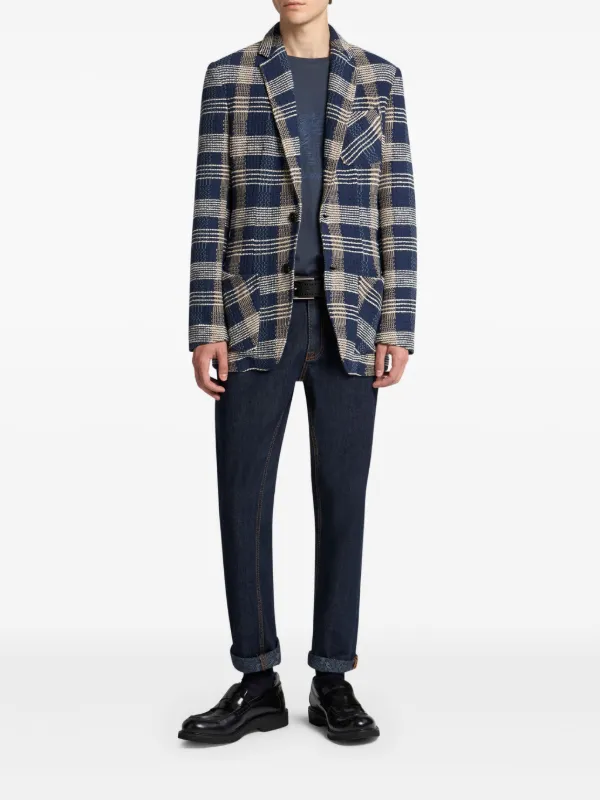 【★完売必至★】ETRO ☆ リネンチェック ジャケット ETRO チェック ジャケット | ブルー | FARFETCH JP