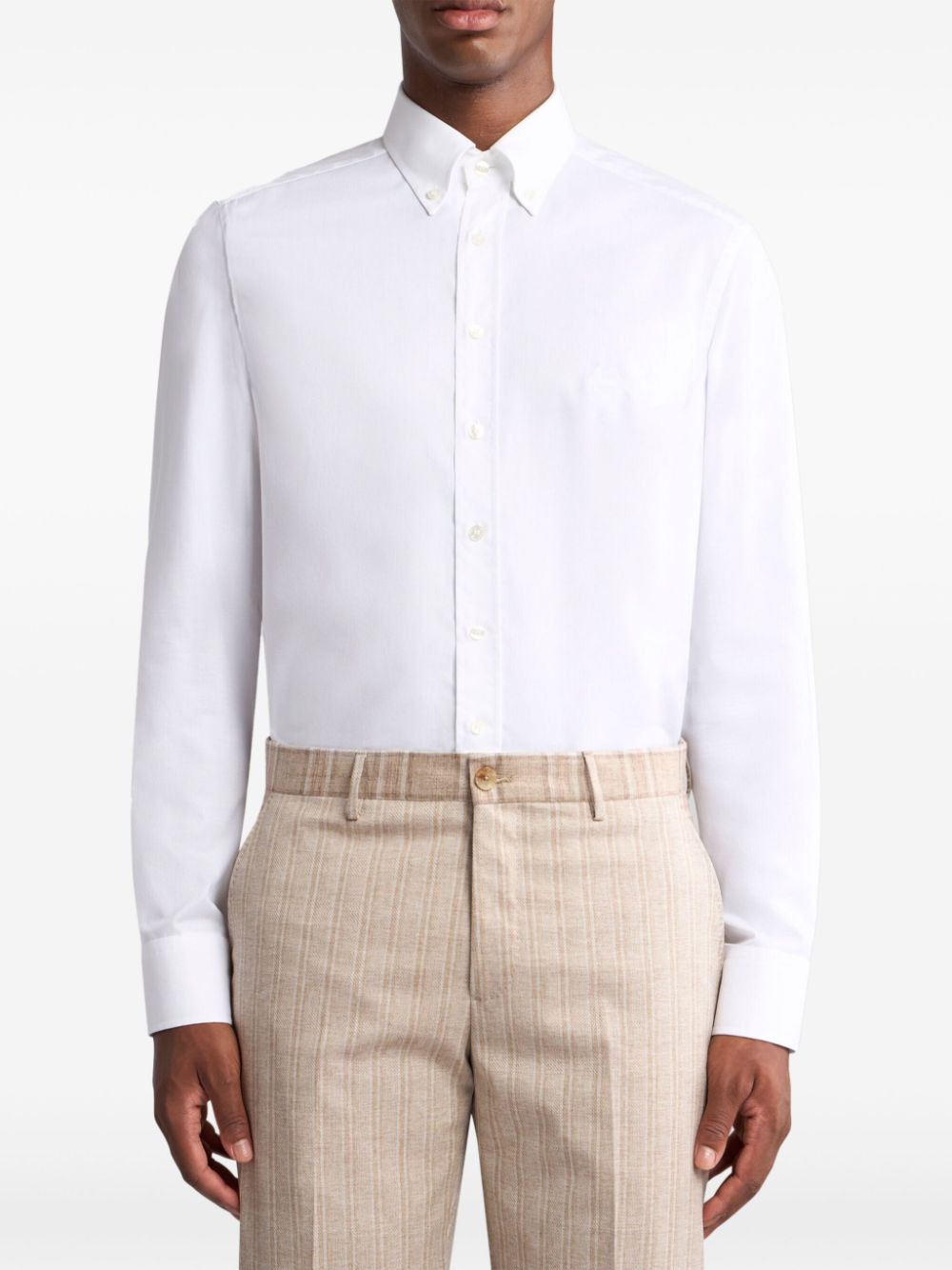 ETRO logo-embroidered button-down shirt - Wit