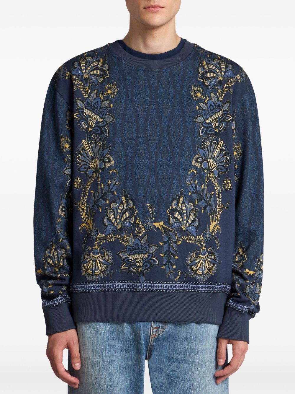 ETRO placed-print cotton sweatshirt - Blue