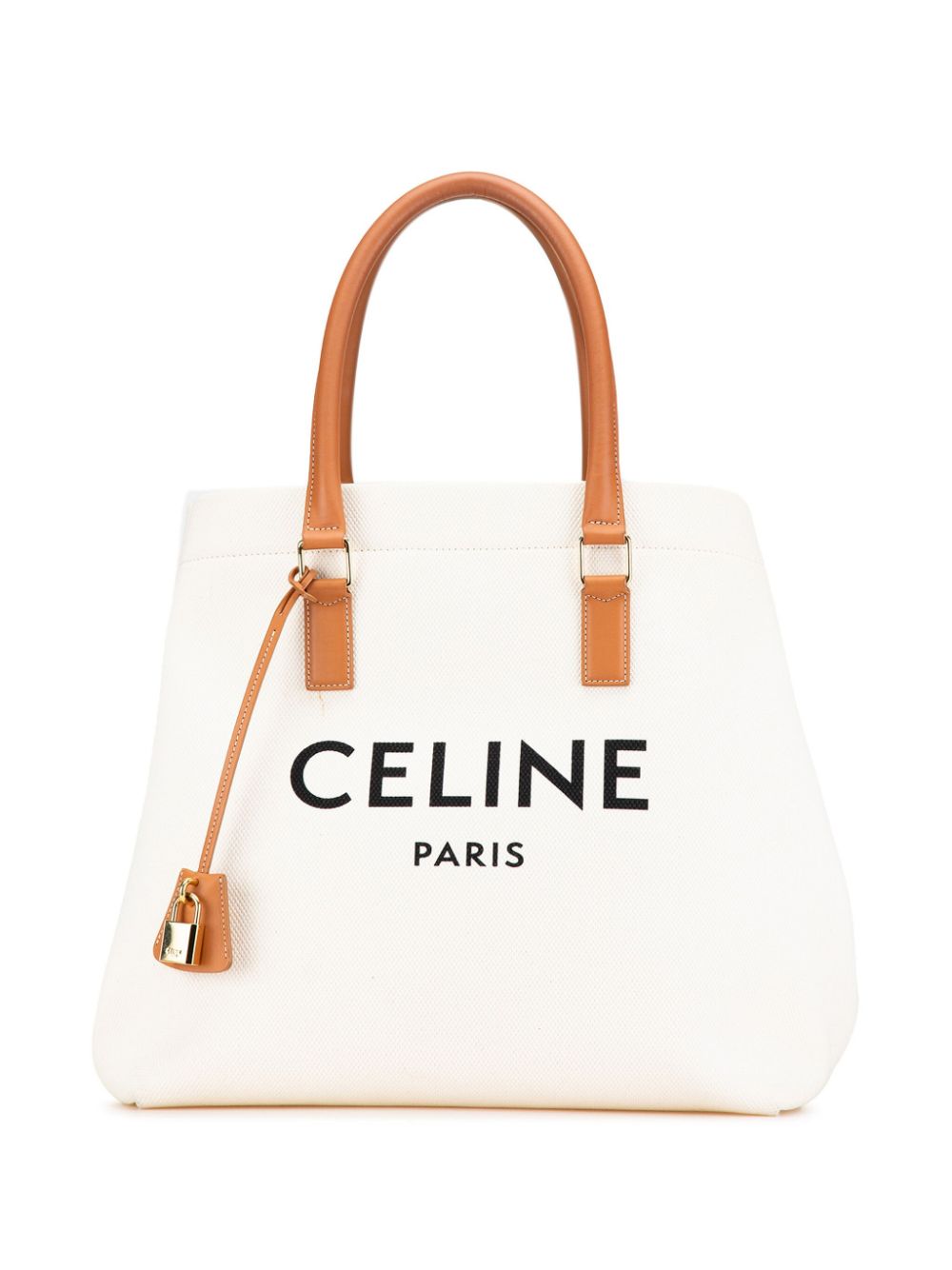 Céline Pre-Owned 2019 Small Canvas Logo Print Horizontal Cabas tote bag - White