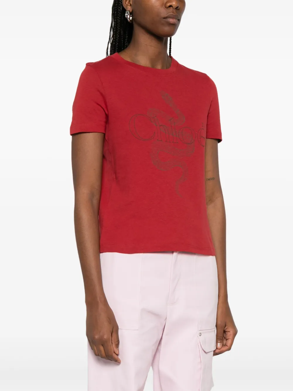 Chloé Logo-print T-shirt In Red