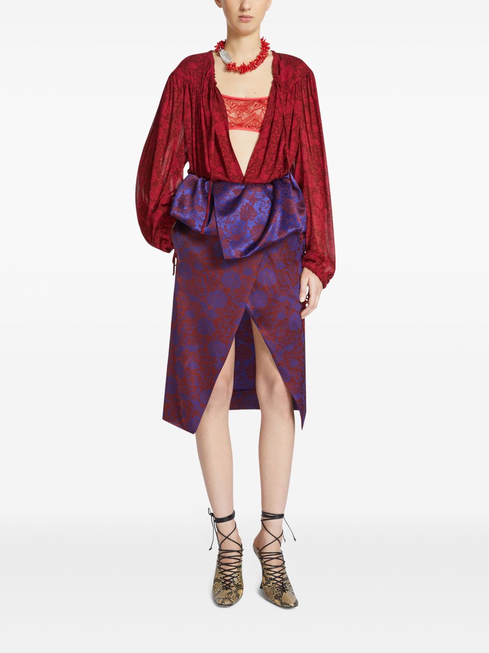 DRIES VAN NOTEN Peplum wikkelrok - Rood