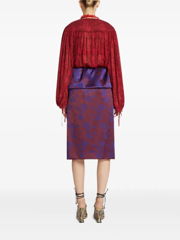 関税込み/Dries Van Notenドリス ジャカード ペプラムスカート DRIES VAN NOTEN ペプラム スカート | レッド | FARFETCH JP