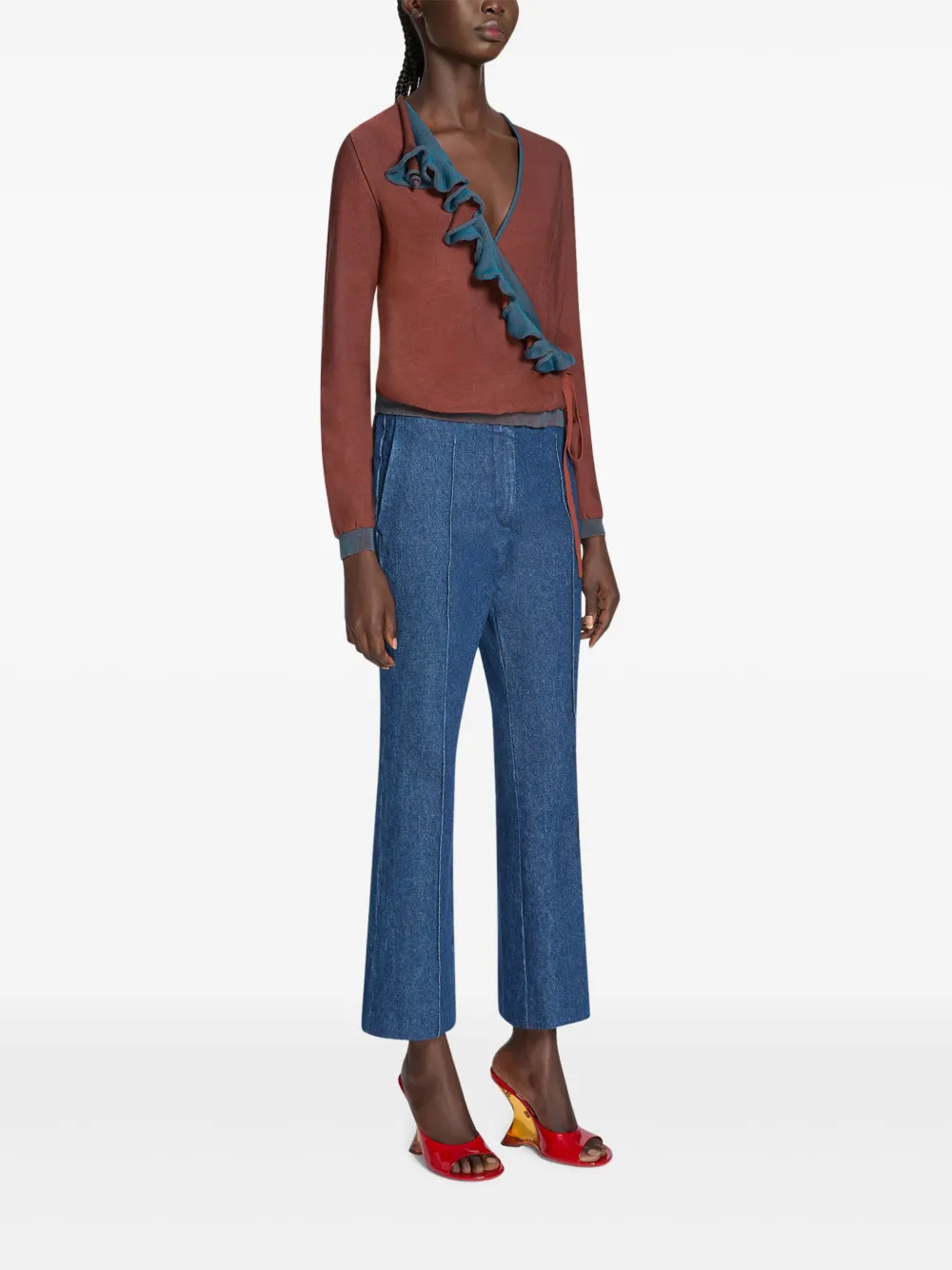 Shop Dries Van Noten Ruffled Sweater In Brown