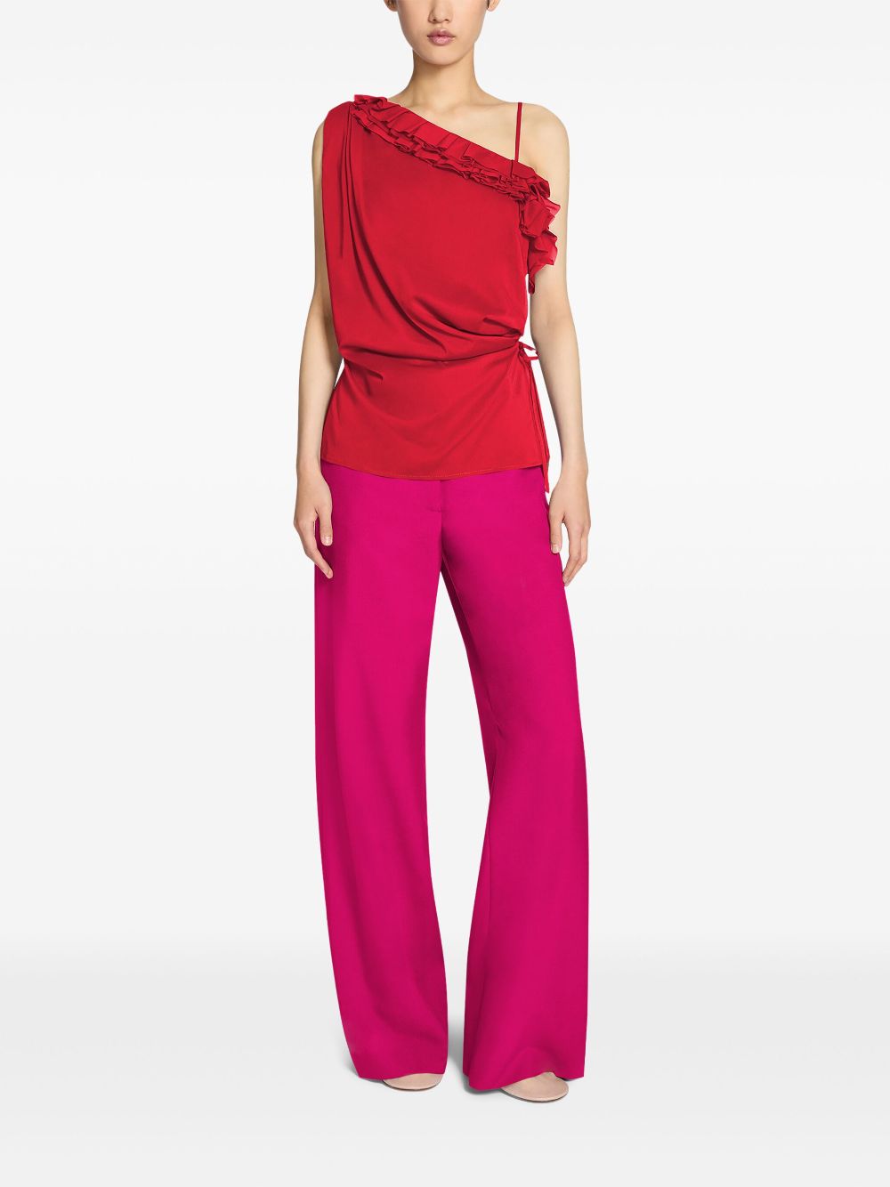 DRIES VAN NOTEN Zijden top met ruches - Rood