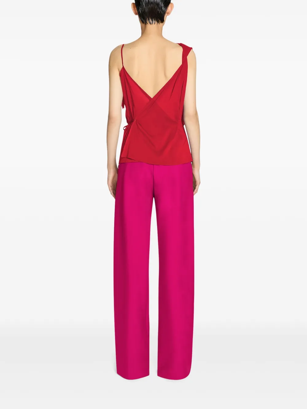 DRIES VAN NOTEN Zijden top met ruches Rood