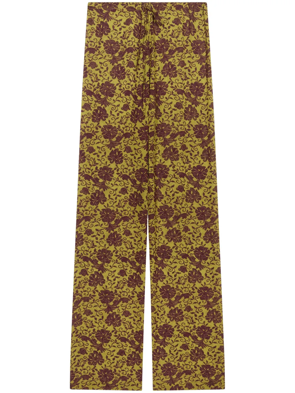 DRIES VAN NOTEN Broek met bloemenprint Geel