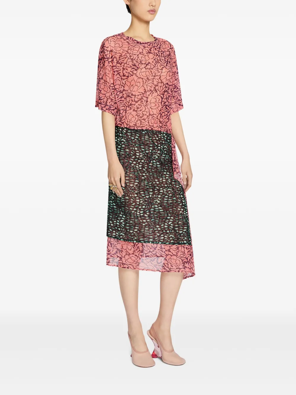 Shop Dries Van Noten Floral-print T-shirt In 粉色