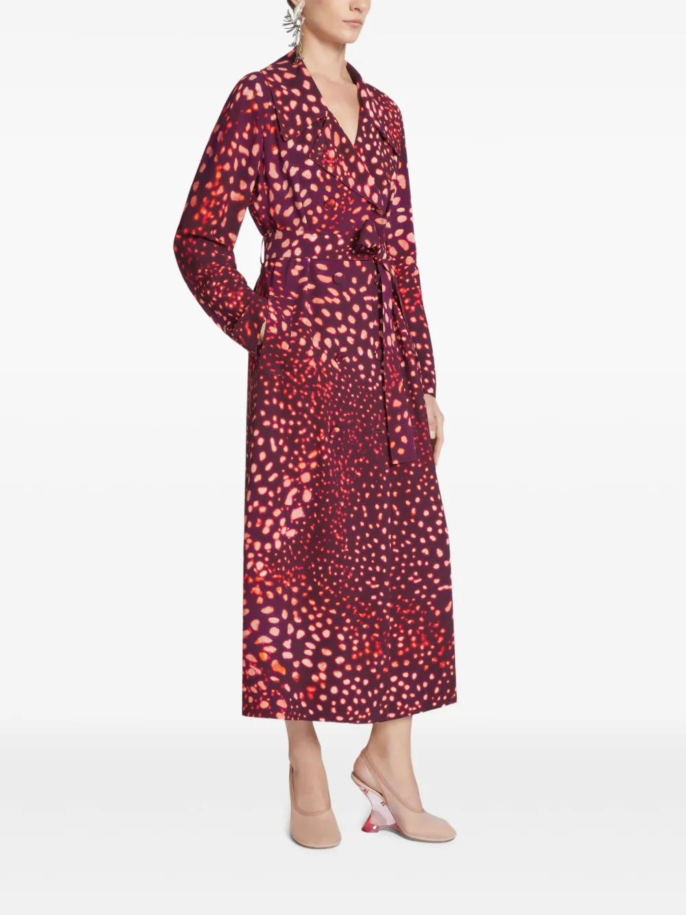 Shop Dries Van Noten Polka Dot-print Coat In Red