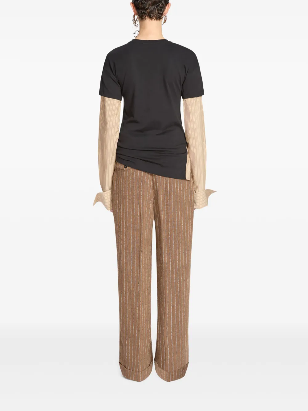 DRIES VAN NOTEN T-shirt met contrastmouwen Zwart