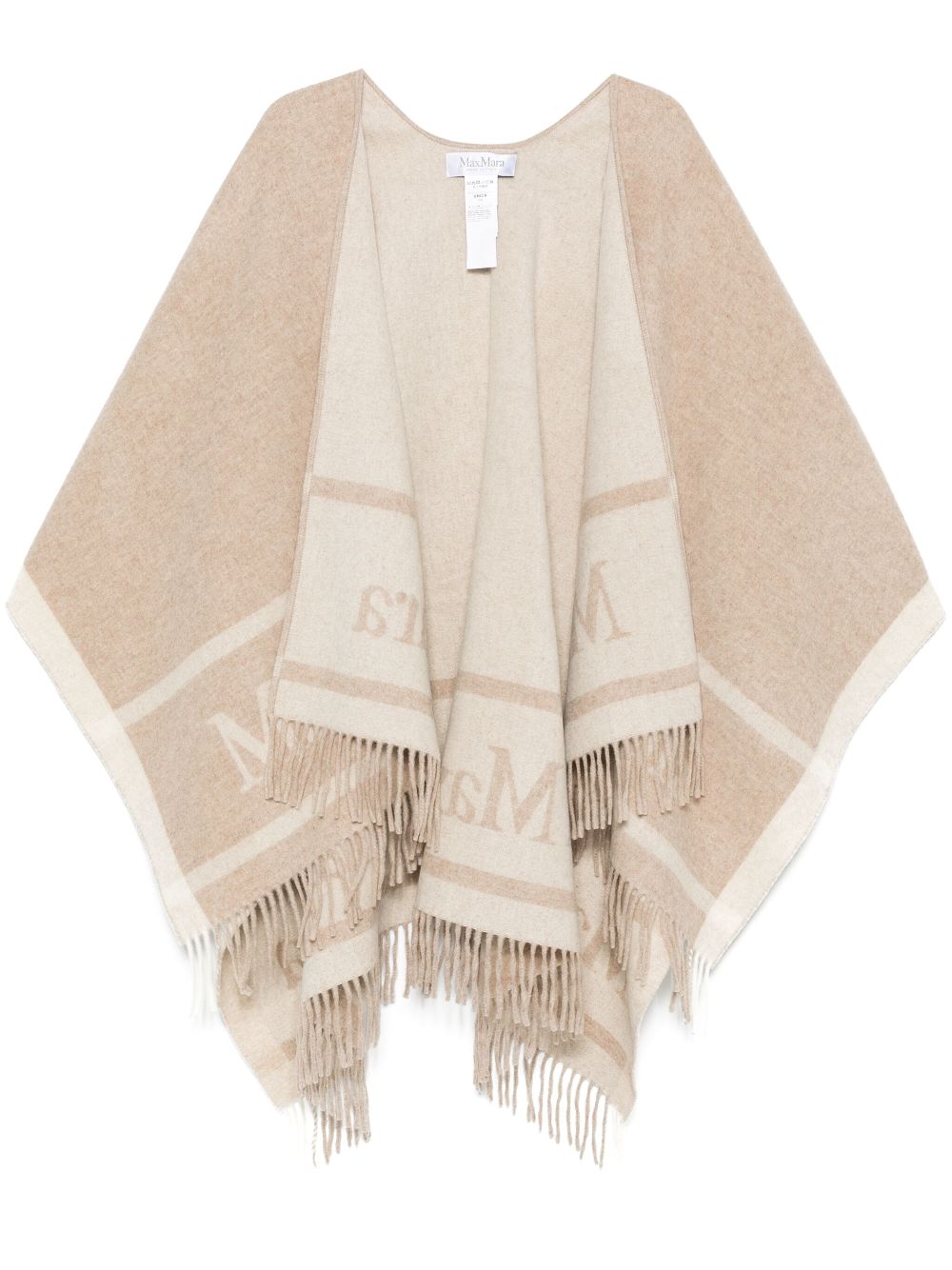 Max Mara jacquard logo-decorated poncho - Neutrals