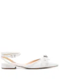 MACH & MACH double-bow satin ballerinas - White