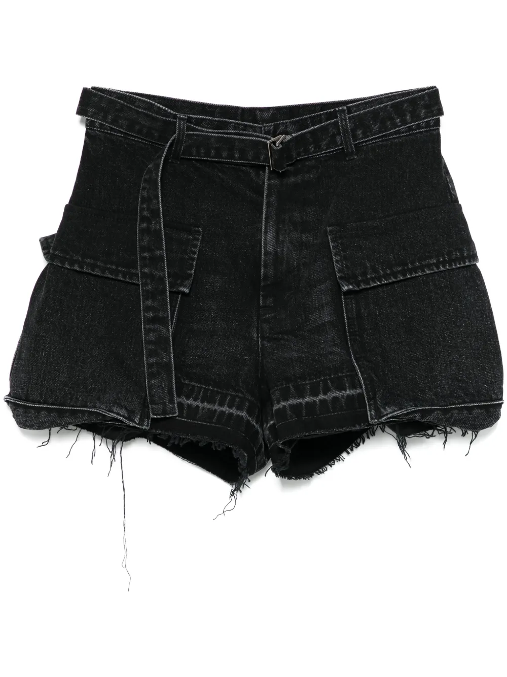 Sacai Denim cargo shorts Zwart