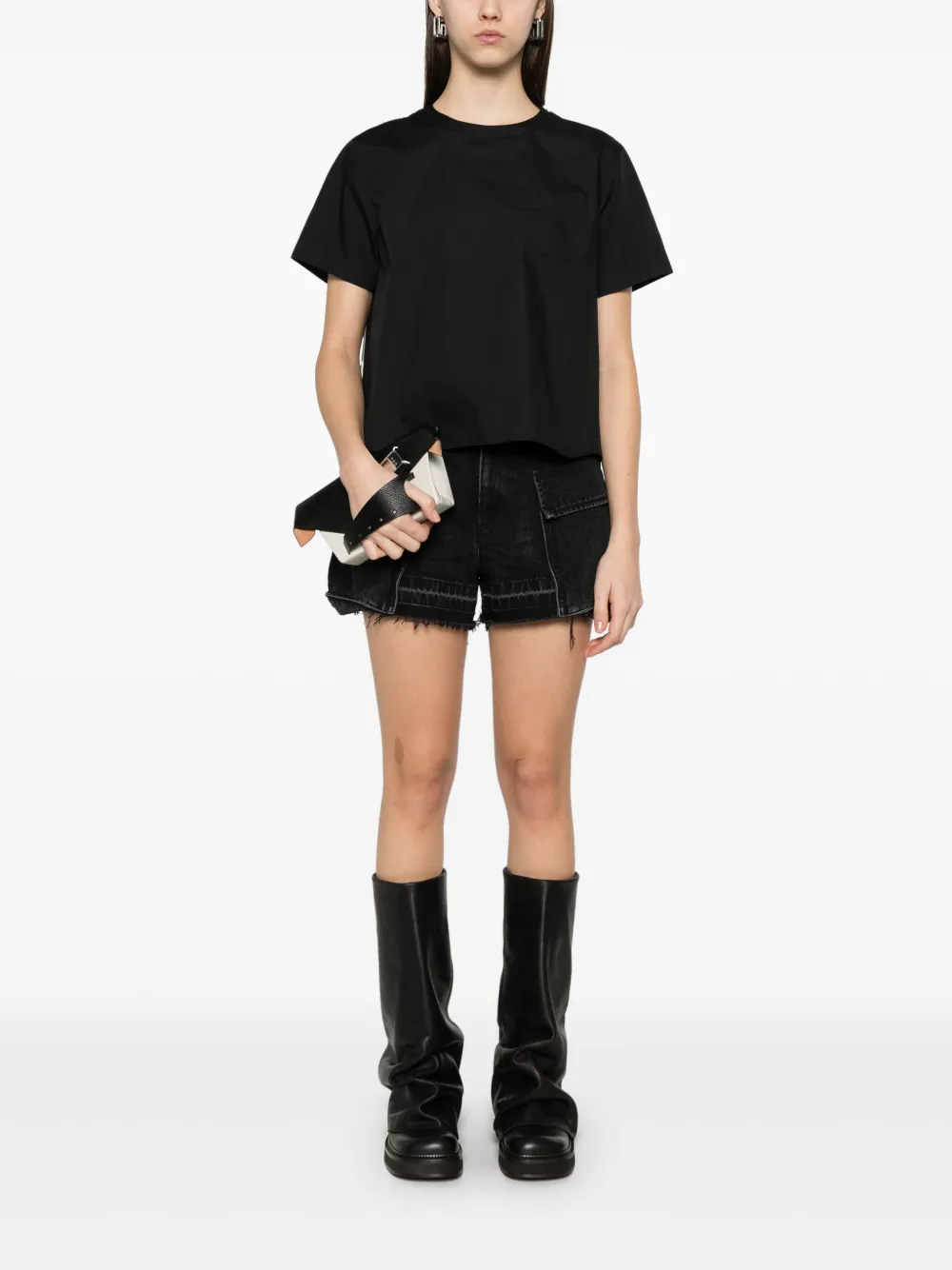 sacai Denim cargo shorts - Zwart