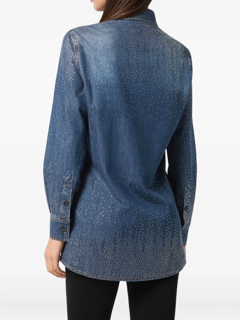 Philipp Plein Blouse verfraaid met stras Blauw