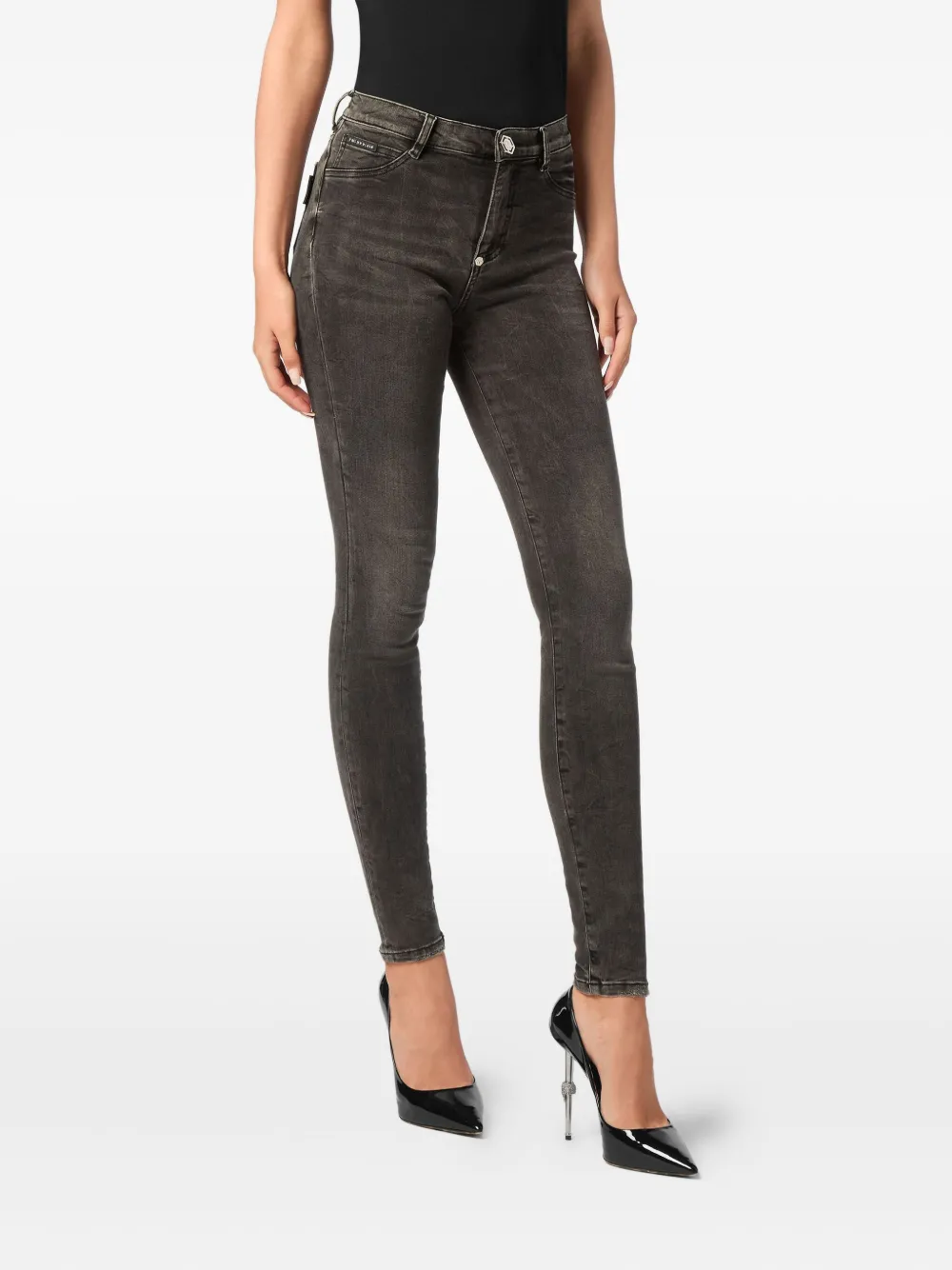Philipp Plein High waist skinny jeans Grijs