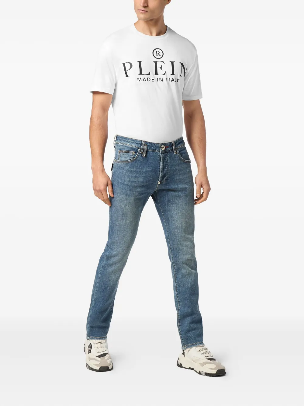 Philipp Plein rhinestone-detailed jeans - Blauw