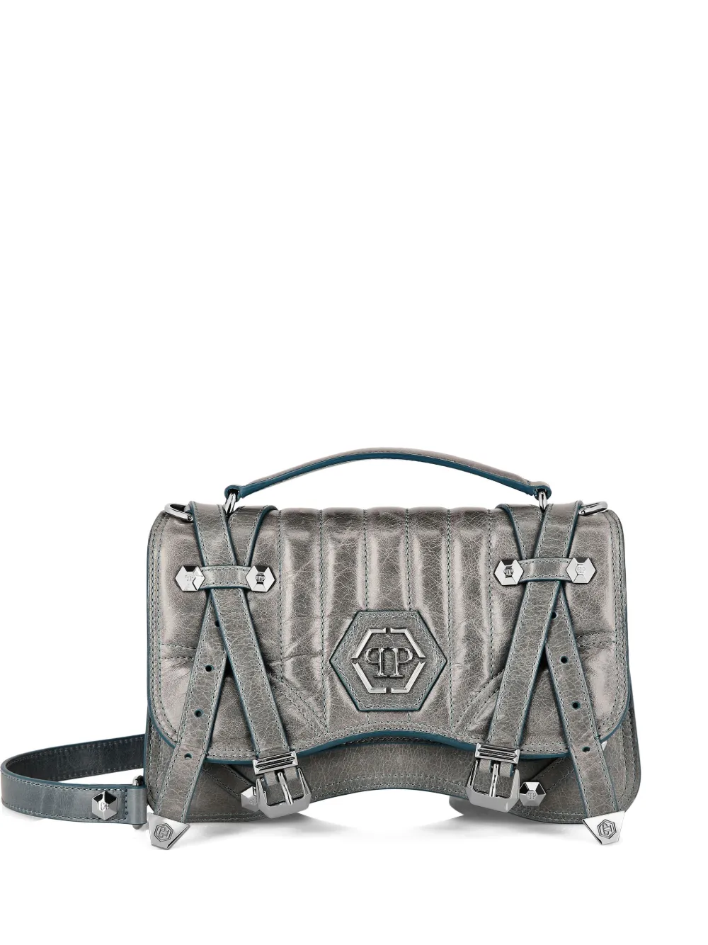 Philipp Plein Medium Crackle Belt Bag In Grey