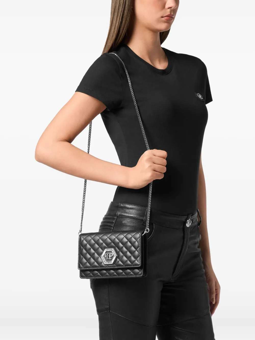 Philipp Plein Matelasse mini-schoudertas Zwart