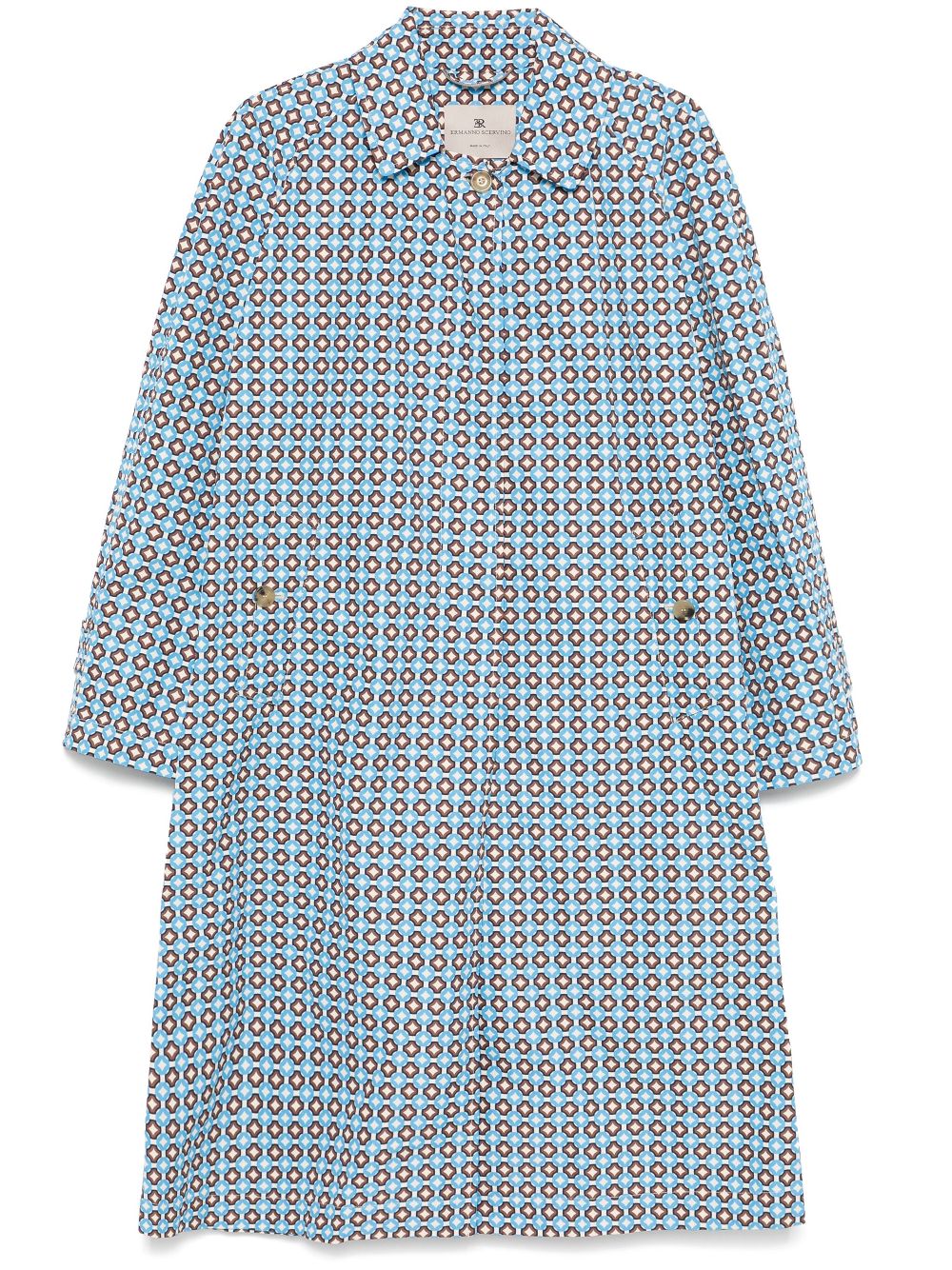 Ermanno Scervino geometric-print trench coat - Blue