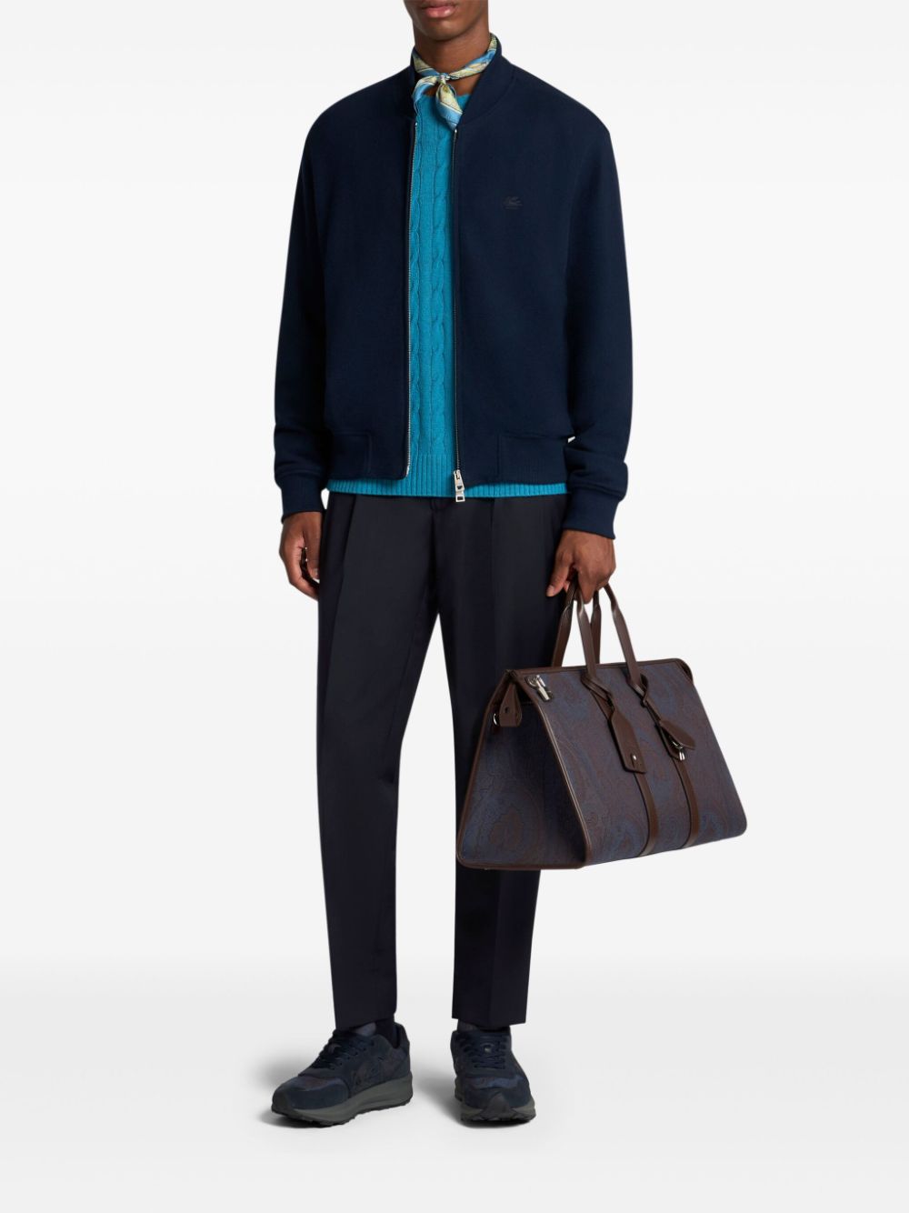 ETRO Pegaso-embroidered bomber jacket - Blauw